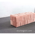 Pink Beludru Penyimpanan Ottoman Furniture Ruang Tamu